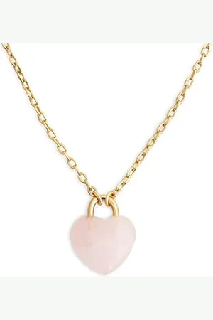 SINGULARU Collana Sweet Heart Stone. Ottone con Placcatura 18Kt e Pietra Naturale. Catena con Pendente. Gioielli da Donna
