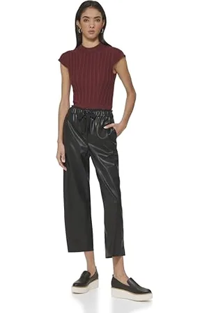 DKNY Butter Pu Wide Leg Trousers Pantaloni Casual, , XL Donna