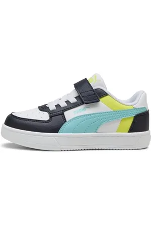 PUMA CAVEN 2.0 Block AC+ PS, Scarpe da Ginnastica Unisex-Bambini, White-Safe Lake-New Navy, 28 EU