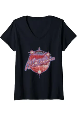 Blond Amsterdam Donna New York Disco Ball Front and Back Vintage Band Maglietta con Collo a V