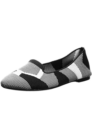 Skechers Cleo-Sherlock-Engineered Knit Loafer Skimmer, Ballerine Donna, Nero/Bianco, 37 EU