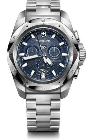 Orologio Uomo I.N.O.X. Chrono Ø 43 mm, Swiss Made, Quarzo Analogico, Impermeabile fino a 200 m, Bracciale Inox, Argento/Blu