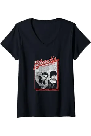 Blond Amsterdam Donna Parallel Lines Heart of Glass Photo Vintage Band Maglietta con Collo a V