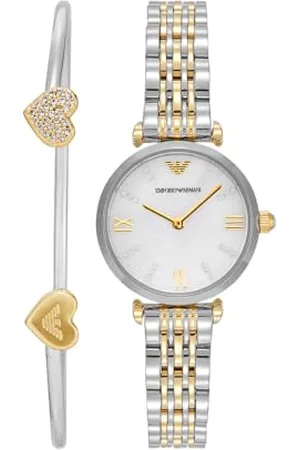 Emporio Armani Orologio Analogico al Quarzo Donna con Cinturino in Acciaio Inossidabile AR80078SET, , 28 mm