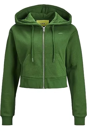 JJXX JACK & JONES Jxabbie Reg Ls Every Zip Hood Swt Noos, Felpa con cappuccio, Formal Garden/Print:medium Green Logo, M Donna