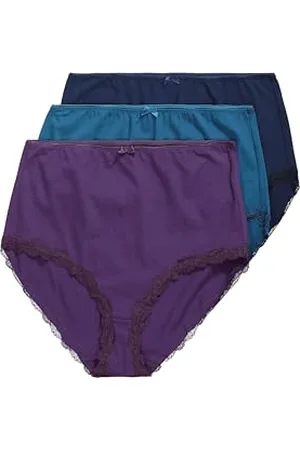 Ulla Popken Maxislips, 3er-Pack, Spitzenkanten, High Waist Pantaloni, , 50-52 (Pacco da 3) Donna