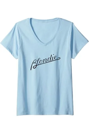 Blond Amsterdam Donna Script Logo Vintage Band Maglietta con Collo a V