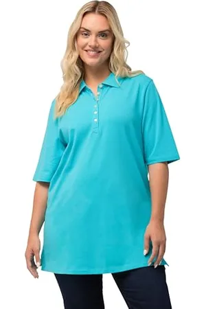 Ulla Popken Polo, abbottonatura in Velluto, Regolare, Mezza Manica T-Shirt, (Colore di Ricambio), 48-50 Donna