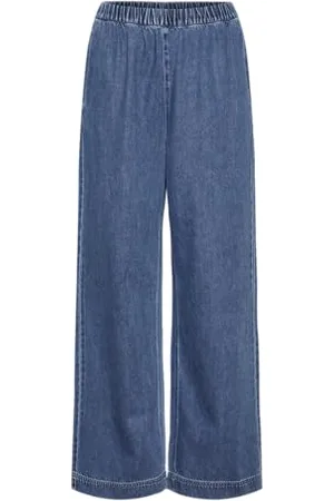 Pieces® Pcnira MW Pantaloni Larghi Jeans, (Denim ), L Donna