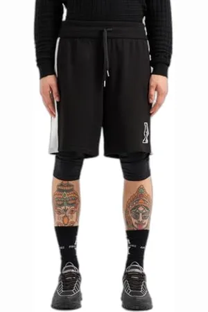Armani Exchange Pantaloncini in Cotone French Terry con Logo AX, Nero/Bianco spento, S Uomo