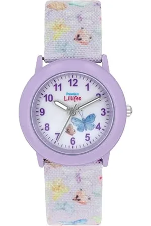 Prinzessin Lillifee Orologio da polso ragazze bambini al quarzo analogico, con cinturino in tessuto, viola, 3 bar impermeabile, viene fornito in scatola regalo orologio, 2037731