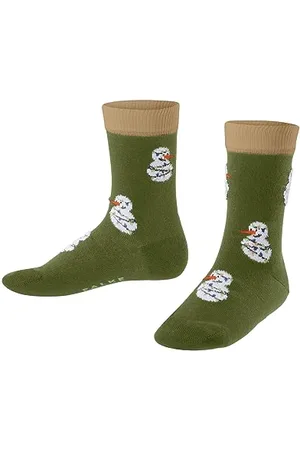 Falke Funny Snowmen K SO cotone fantasia 1 paio, Calzini Unisex - Bambini, (Herb 7756), 19-22