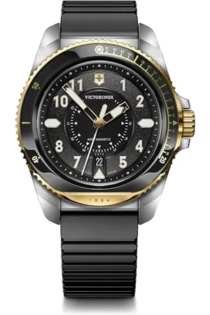 Victorinox Orologio Uomo Journey 1884 Ø 43 mm, Swiss Made, Quarzo Analogico, Impermeabile fino a 200 m, Cinturino in Caucciù, Nero