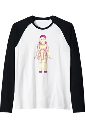 Squid Game Squid Gioco Rosso Luce Verde Luce Bambola Schizzo Maglia con Maniche Raglan