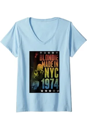 Blond Amsterdam Donna Rainbow Made in NYC 1974 Vintage Band Maglietta con Collo a V