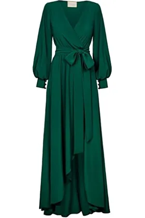 Swing Irmina | Donna Elegante Festivo | Vestito da Festa Sera | Abiti da Sposa Ballo | Abito Lungo | Manica Lunga | Verde | 38 (M), 46