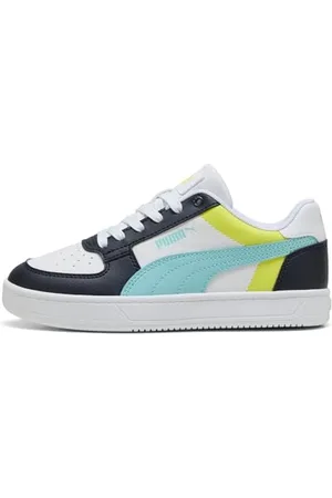 PUMA CAVEN 2.0 Block JR, Scarpe da Ginnastica, White-Safe Lake-New Navy, 39 EU
