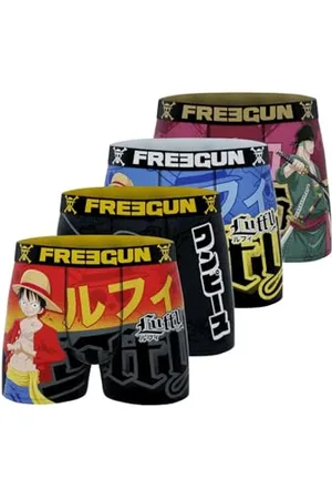 Freegun Slip Uomo Luffy, Roronoa Zoro, Boxer Uomo One Piece, Anime Originale (Set di 4), Taglia XL