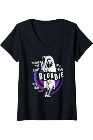 Blond Amsterdam Donna Punk Wrapped Like Candy Vintage Band Maglietta con Collo a V