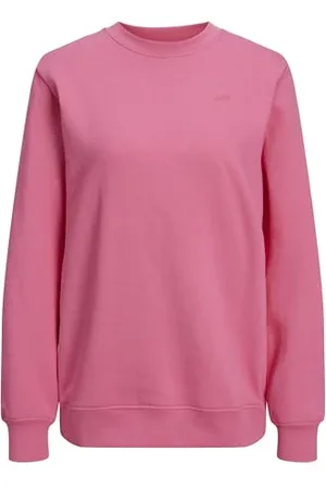 JJXX Jxabbie LS Rel Every Brush Crew Noos Maglia di Tuta, Carmine Rose/Stampa: Logo Magenta , XL Donna