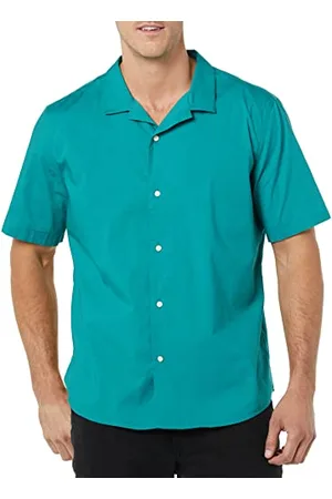 Amazon Camicia Estiva in Cotone a Maniche Corte Stile Resort Colletto con Bottoni Uomo, , M