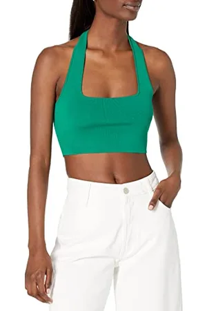 THE DROP Greta Fitted Square-neck Halter Sweater Bralette da Donna, , XXS