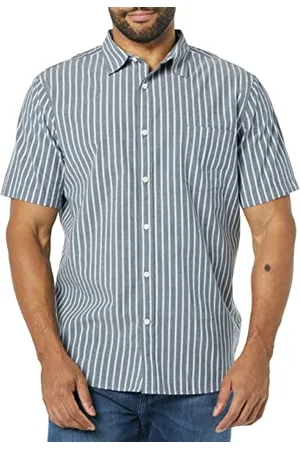 Amazon Camicia in Popeline a Maniche Corte Slim Uomo, , L