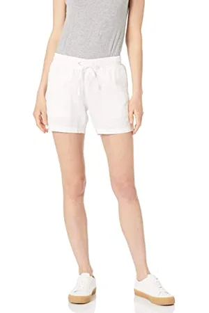 Amazon Pantaloncini in Misto Lino con Coulisse e Interno Gamba da 12,7 cm (Disponibili in Taglie Forti) Donna, , XL