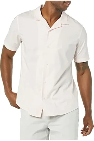 Amazon Camicia Estiva in Cotone a Maniche Corte Stile Resort Colletto con Bottoni Uomo, , M