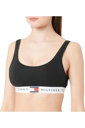 Tommy Hilfiger Donna Bralette Unlined con Fascia con Logo, Nero , L