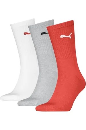 PUMA 7312 Calzini Crew, Rosso/Grigio, 39-42 (Pacco da 3) Unisex-Adulto