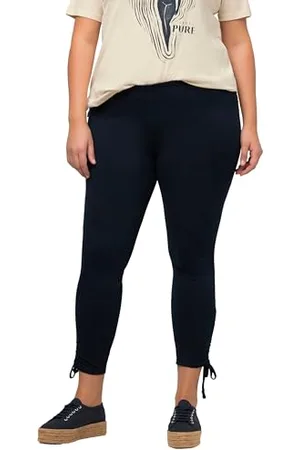 Ulla Popken Leggings with Gatherings, Blu Navy, 36W / 32L Donna