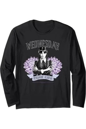 Wednesday Nevermore Academy Blooming Flowers Portrait Maglia a Manica