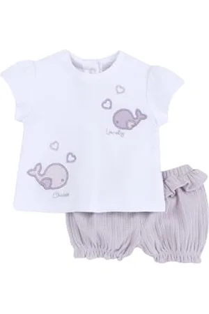 chicco Completo Bambina, T-shirt e Pantaloncini, con Tenere e Simpatiche Fantasie, Designed in Italy, Abbigliamento Neonata 0-24 Mesi, Idee Regalo Nascita