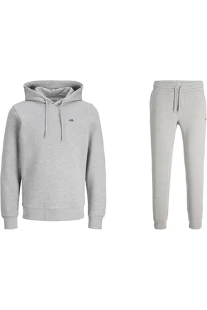 JJ JREBREBEL Logo Sweat Hood Noos JREBGORM Reg Rebel Logo Sweat Pants Noos Light Grey Melange XL