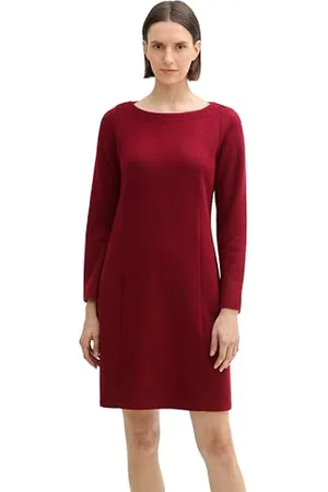 TOM TAILOR 1043879 Vestito, 36489-Melange Rosso Intenso, 44 Donna