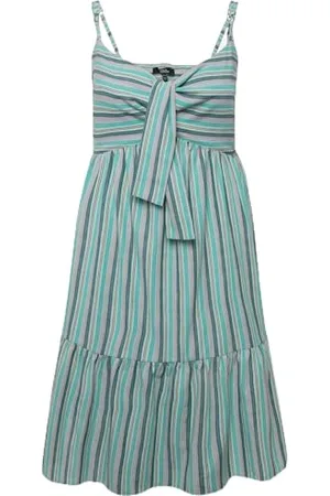 Ulla Popken Gestreiftes Kleid mit Bindeband, A-Line 829245 Vestito, Verde, 52-54 Donna