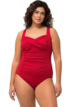 Ulla Popken Costume da Bagno, Drappeggio, Struttura fine, Coppe morbide Intero, Colore: , 62 Donna