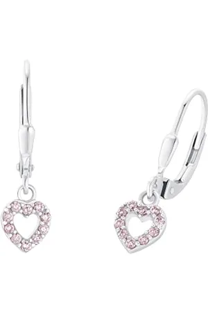 Prinzessin Lillifee Orecchini in Argento 925 Gioielli da orecchio per bambine, con zirconi sintetici, 2,1 cm, Argento, cuore, in confezione regalo, 2036433