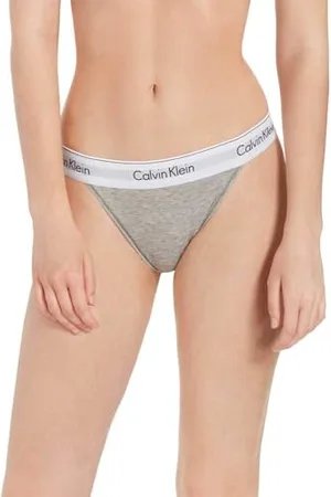 Calvin Klein Tanga Donna High Leg Elasticizzato, (Grey Heather), XS