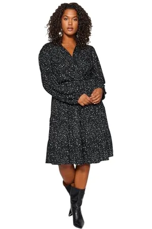 Trendyol Midi A-Line Regular Plus Size Dress Vestiti, Black, 4XL da Donna