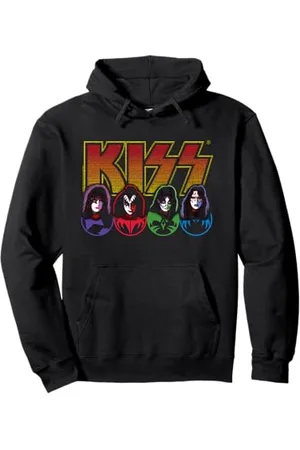 Kiss Iconic Faces Rock Tribute Music Regalo per i fan Felpa con Cappuccio