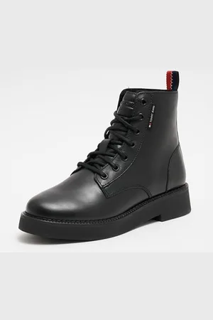 Tommy Hilfiger Donna Stivali Mezza Gamba Lace Up Flat Boot con Lacci, (Black), 41