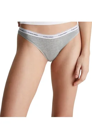 Calvin Klein Donna Perizoma Thong Intimo, (Grey Heather), XS