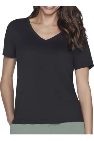 Skechers Godri Serene-Top con Scollo a V T-Shirt, Nero Intenso, 3XL Donna