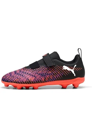 PUMA Future 8 Play V FG/AG RB JR, Scarpe da Calcio, Black White-Glowing Red, 25 EU