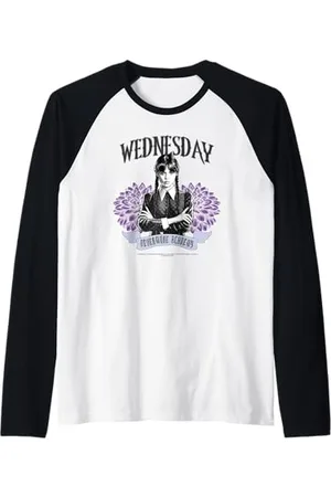 Wednesday Nevermore Academy Blooming Flowers Portrait Maglia con Maniche Raglan
