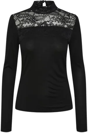Pieces® Pcmolly LS High Neck Lace Top BC Maglietta, , M Donna
