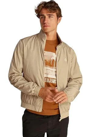Calvin Klein Uomo Giacca a Vento Unpadded Harrington con Colletto alla Coreana, Beige (White Pepper), L
