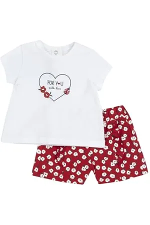 chicco Completo Bambina, T-shirt e Pantaloncini, con Tenere e Simpatiche Fantasie, Designed in Italy, Abbigliamento Neonata 0-24 Mesi, Idee Regalo Nascita